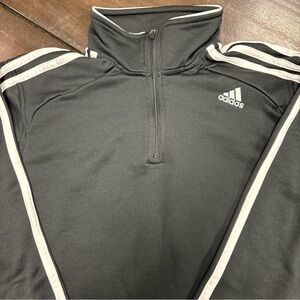 Adidas Classic Terry Lined Running Jacket 1/4 Zip Black White Men’s Small EX